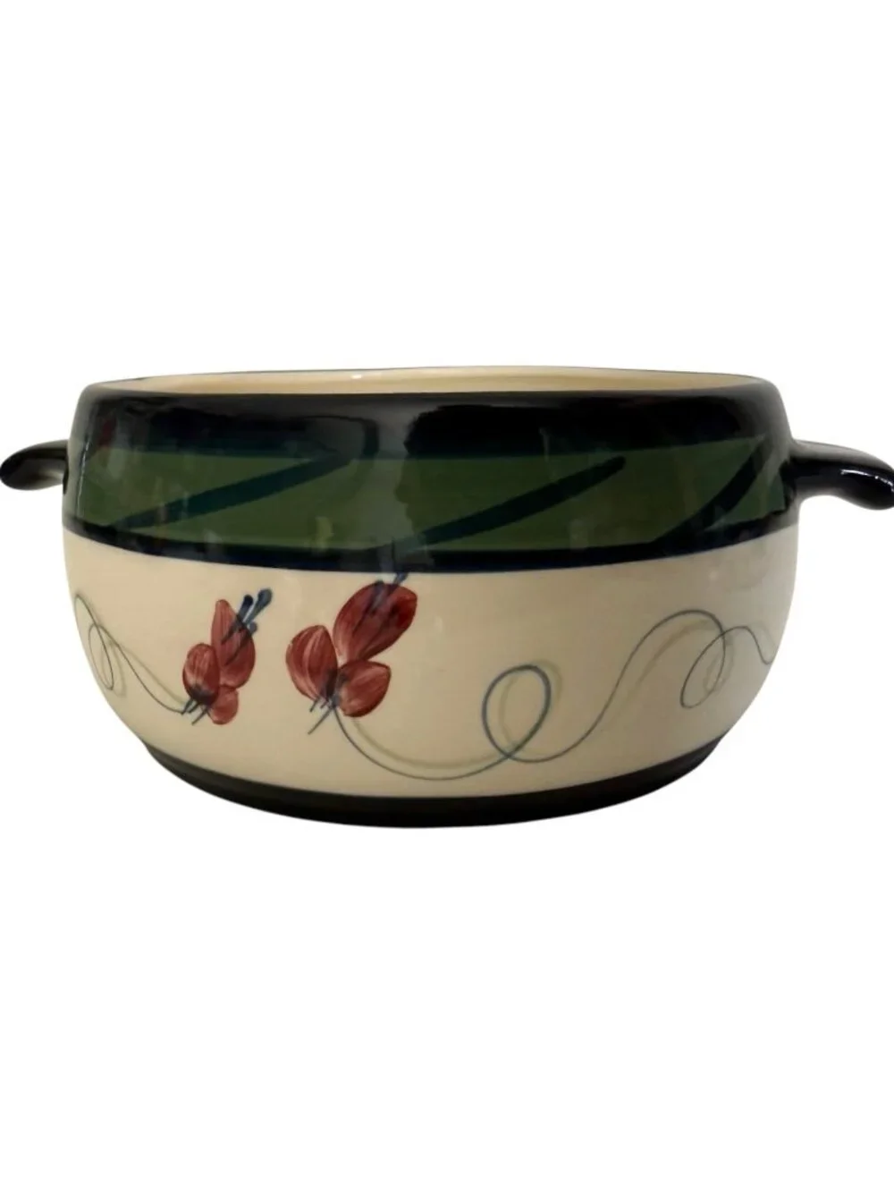 1988‎ Gail Pittman Green Grapevine Casserole Dish With Lid Hand Painted Signed